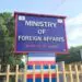 Signboard of Liberia’s Ministry of Foreign Affairs, venue of the June 3, 2025, UN Security Council vote watch party in Monrovia.