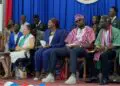 Interim UL student president J. Blio Tingbah in dark glasses and traditional suit
