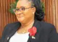 Cllr. Bowoulo Taylor Kelley, First Vice President of AFELL, addresses the signing of the AU Convention on Ending Violence Against Women and Girls in Liberia