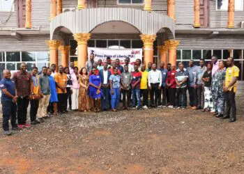 Group photo of journalists and officials from the Press Union of Liberia and Liberia Revenue Authority during a two-day tax reporting training in Kakata, Margibi County.
