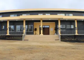 A courthouse building in Nimba County, seen from the front.