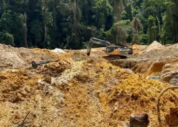 Mining equipment at an illegal gold mining site shut down by Liberia’s Environmental Protection Agency in Grand Gedeh County.