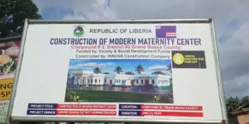 Construction site for the maternity hospital in Grand Bassa County’s District 2.