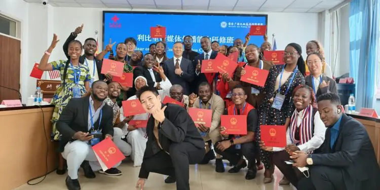 Members of the Liberian media delegation attending a seminar in China.