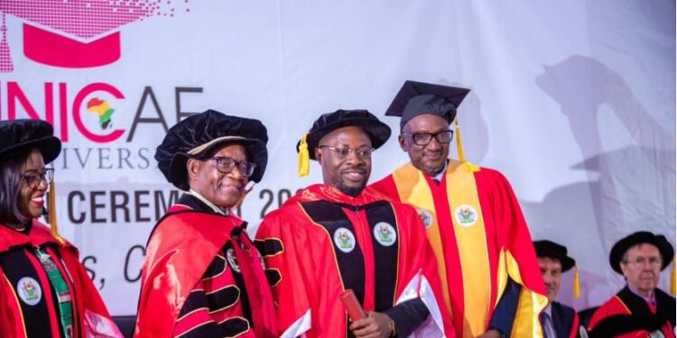 Dr. Benjamin Yele Wehye, (second from right-standing with souvenir in hand and shaking hands) earns PhD in Education after five years of vigorous studies