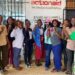 ActionAid Liberia Country Director, Madam Lakshmi Subramani (right), poses with members of the Young Feminist Movement during a menstrual health campaign in Monrovia.