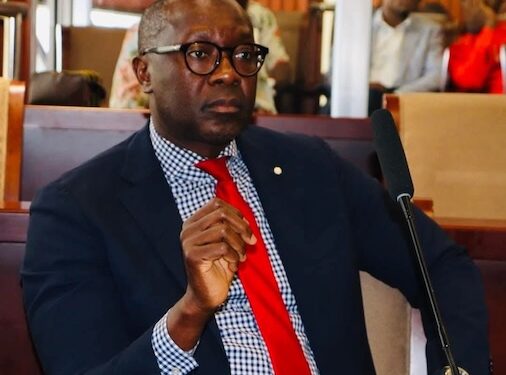 Bomi County Senator Amara M. Konneh addresses plenary at the Liberian Senate, calling for justice and fire authorities to release the long-delayed Capitol Building fire report.