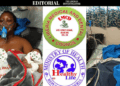 Editorial collage showing Jamesetta Kugmeh before and after a suspected botched C-section at ELWA Hospital, with logos of the Liberia Medical and Dental Council and Ministry of Health, symbolizing the institutions accused of ignoring her cries for help before her death.