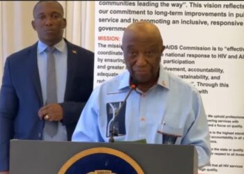 President Joseph Boakai speaking at the National AIDS Commission 2025 fundraising launch at the Ministerial Complex in Monrovia