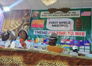 Kpelleh-speaking leaders and citizens gather at Gbarnga City Hall for the launch of the National Association of the Kpelleh and Kpelleh-Speaking People