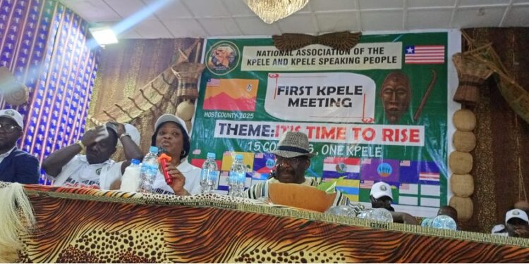 Kpelleh-speaking leaders and citizens gather at Gbarnga City Hall for the launch of the National Association of the Kpelleh and Kpelleh-Speaking People