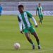 Liberian footballer Jenkins Sieh on the pitch during his stint with FK Apolonia in Albania, before returning home amid a scandal involving contract breaches and unpaid wages.