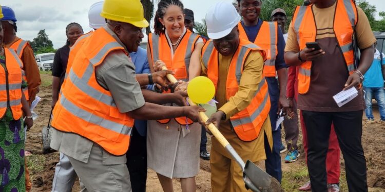 Liberian officials and international partners participate in the groundbreaking ceremony for NCHE’s $3.5 million headquarters in Mount Barclay, Montserrado County on May 29, 2025.