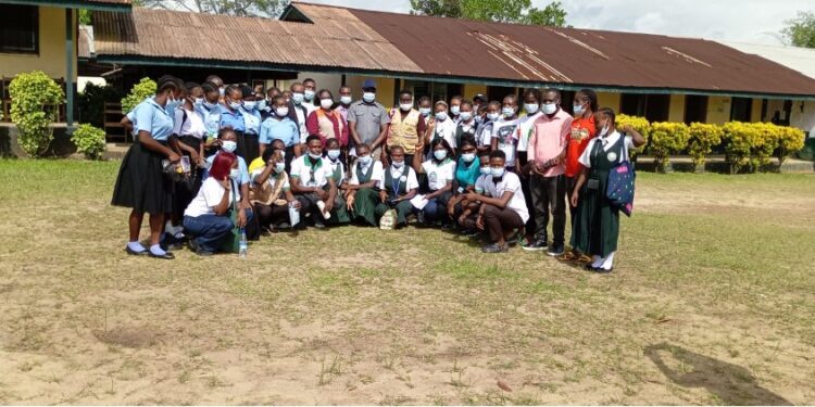 Group photo of students and facilitators during PHIL Inc.’s Menstrual Hygiene Day symposium at Tubman University in Harper, Maryland County, Liberia — May 28, 2025.