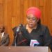 Liberia’s Foreign Minister Sara Beysolow Nyanti delivering a speech