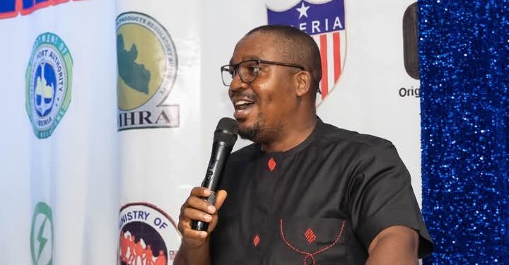 Dr. Thomas Tweh speaks passionately at the 2025 SWAL Awards ceremony in Monrovia, calling for major reforms in Liberia’s sports sector.