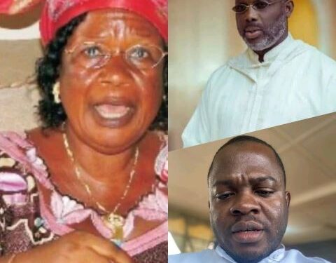 Madam Nancy Doe (left), George Weah (upper right) and, Watson Chelley (lower left) pointing accusing fingers