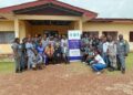 Group photo of Liberian corrections officers, trainers, and civil society representatives during the Ministry of Justice’s middle-level management training workshop at the Gbarnga Regional Hub, May 26, 2025.