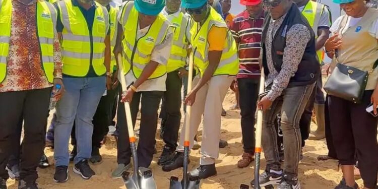 Liberian government and UNDP officials participate in a groundbreaking ceremony for the Coastal Defense Project in Greenville, Sinoe County, Liberia