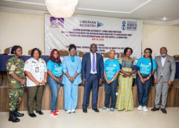 Liberia Maritime Authority officials, maritime professionals, and women leaders pose during the Women in Maritime Day 2025 celebration in Monrovia.