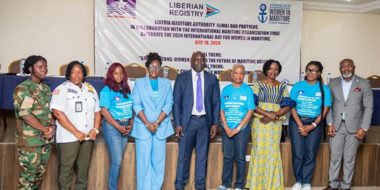 Liberia Maritime Authority officials, maritime professionals, and women leaders pose during the Women in Maritime Day 2025 celebration in Monrovia.