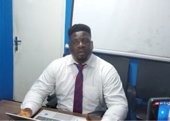 Atty. Gerald D. Yeakula, CENTAL’s Director of Programs, addresses a press conference in Monrovia calling for a corruption probe into financial irregularities revealed by a GAC audit of the Ministry of State