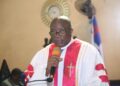 Bishop Samuel J. Quire Jr. addresses United Methodist Church members during a service in Monrovia, Liberia, reaffirming the Church’s traditional stance on marriage.