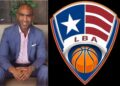 Liberia Basketball Association Secretary General Calvin Diggs alongside LBA logo, addressing the impact of USAID aid freeze on Liberian basketball development