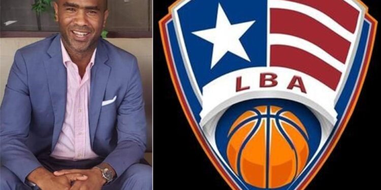 Liberia Basketball Association Secretary General Calvin Diggs alongside LBA logo, addressing the impact of USAID aid freeze on Liberian basketball development