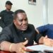 Liberia’s Labor Minister Cooper W. Kruah Sr. speaking during a press conference as he faces scrutiny over unauthorized work permit waivers to Chinese workers.