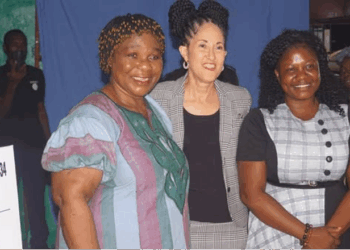 UL President Dr. Layli Maparyan with members of West Point Women for Health and Development at $10K donation event