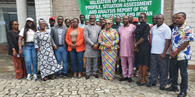 Stakeholders at the national validation meeting of Liberia’s human security assessment report under the ECOWAS ECO-PHSICM initiative, held in Monrovia.