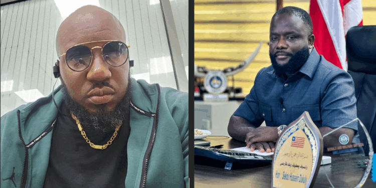 Gabriel S. Bull (left) and NPA Managing Director Sekou Dukuly(right) amid wrongful dismissal ruling by Liberia’s Labour Ministry