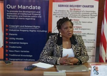 LIPO Director General Garmai Koboi addressing transparency reforms for Liberia’s trademark registry