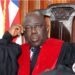 Associate Justice Yamie Quiqui Gbeisay nominated by President Joseph Boakai as Liberia’s new Chief Justice, seated in court with robe and national flag