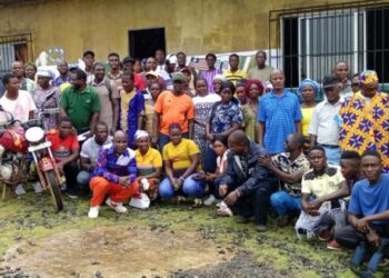 Community leaders and residents of Grand Kru County gather for the official signing of a landmark mangrove conservation pact, pledging to protect coastal ecosystems and promote sustainable practices in southeastern Liberia