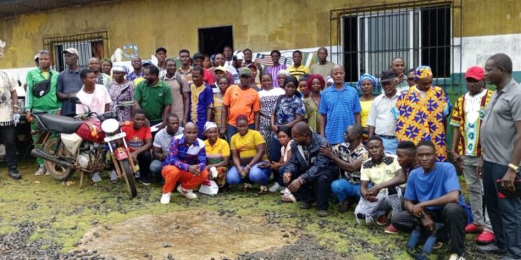 Community leaders and residents of Grand Kru County gather for the official signing of a landmark mangrove conservation pact, pledging to protect coastal ecosystems and promote sustainable practices in southeastern Liberia