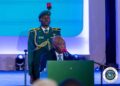 President Joseph Boakai speaks at the West Africa Economic Summit in Abuja, Nigeria