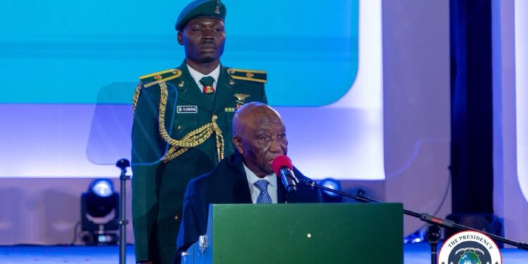 President Joseph Boakai speaks at the West Africa Economic Summit in Abuja, Nigeria