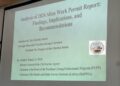 Projected slide showing CSA’s 2024 Alien Work Permit Report to the Liberian Senate | Photo Credit: Liberian Senate Facebook page