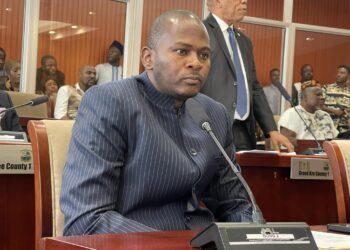 Senator Johnny Kpehe seated during his confirmation as new chair of Liberia’s Senate Internal Affairs Committee