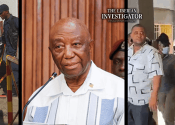 Collage showing the wives of jailed Liberian lawmakers delivering supplies, President Joseph Boakai addressing the nation, and Cllr. Jonathan Fonati Koffa being escorted into court custody.