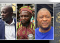 Composite photo of J. Fonati Koffa, Dixon Seboe, Abu Kamara, Jacob Debbie, and the Temple of Justice amid bail bond fraud allegations in Liberia