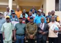 Liberia Land Authority officials and Maryland County leaders pose after a stakeholder meeting on customary land rights and governance in Harper.