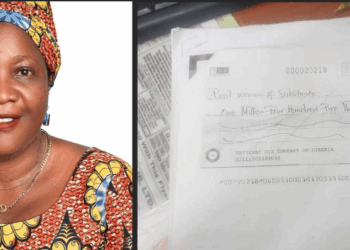NOCAL check issued to Real Women of Substance as part of Margibi women’s empowerment grant