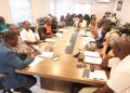 NaFAA officials and fisheries stakeholders in a meeting at NaFAA headquarters during the validation of Liberia’s first Semi-Industrial Fisheries Management Plan.