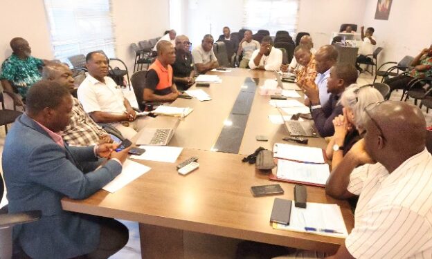 NaFAA officials and fisheries stakeholders in a meeting at NaFAA headquarters during the validation of Liberia’s first Semi-Industrial Fisheries Management Plan.