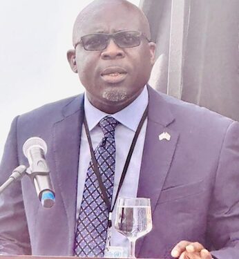 Liberia Maritime Authority CEO Cllr. Neto Zarzar Lighe Sr. addresses delegates at the 2025 UN Ocean Conference in Nice, France