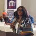 Omolara T. Balogun, Board Chair of Naymote, addresses participants at the launch of the 12th cohort of YPLS Africa, calling for youth leadership and equity in Africa.