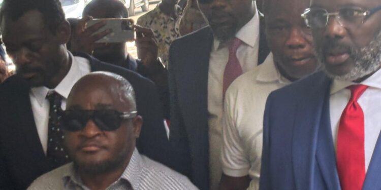 Former President George Weah accompanied by ex-officials visits Monrovia City Court in support of detained lawmakers facing Capitol arson charges